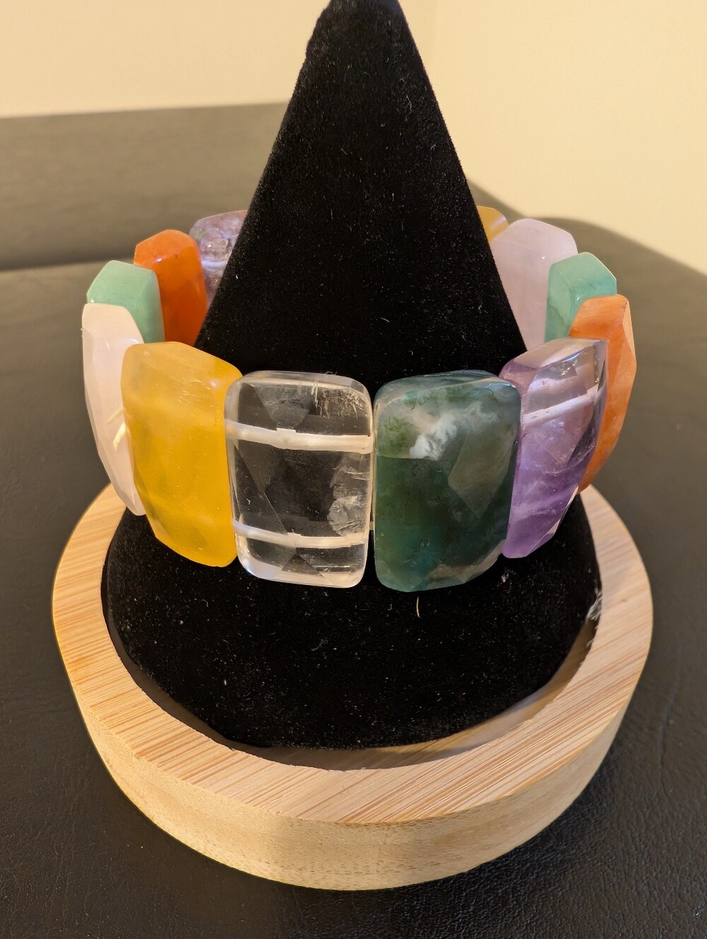 Multicolor Semi-Precious Stone Stretch Bracelet - Women Jewelry Bracelets - Picture 2 of 7